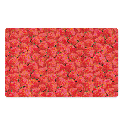 Red Strawberry Pattern Print Polyester Doormat