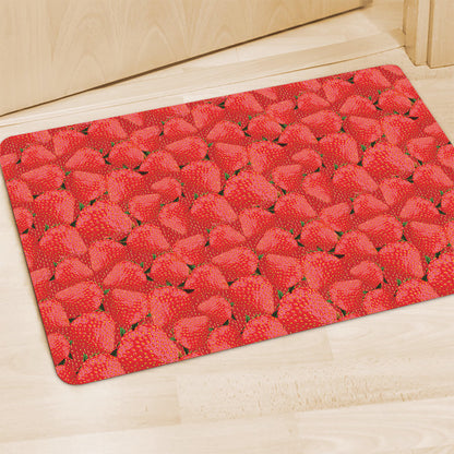 Red Strawberry Pattern Print Polyester Doormat