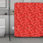 Red Strawberry Pattern Print Polyester Shower Curtain