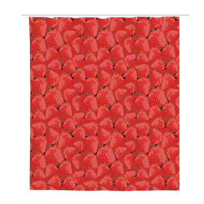Red Strawberry Pattern Print Polyester Shower Curtain