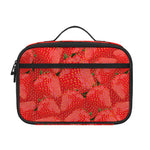 Red Strawberry Pattern Print Portable Lunch Bag