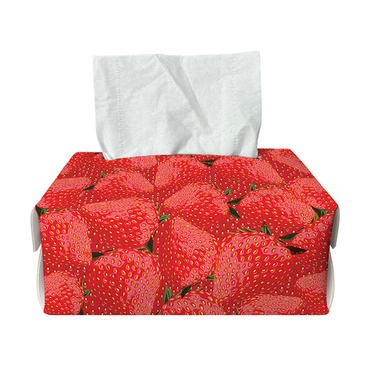 Red Strawberry Pattern Print Rectangle Tissue Box Cover