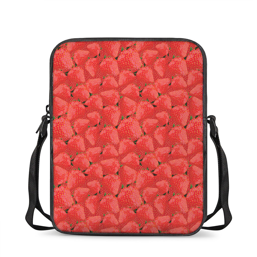Red Strawberry Pattern Print Rectangular Crossbody Bag