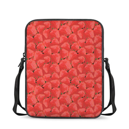 Red Strawberry Pattern Print Rectangular Crossbody Bag
