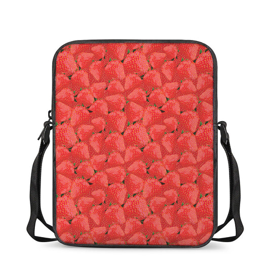 Red Strawberry Pattern Print Rectangular Crossbody Bag