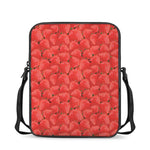 Red Strawberry Pattern Print Rectangular Crossbody Bag