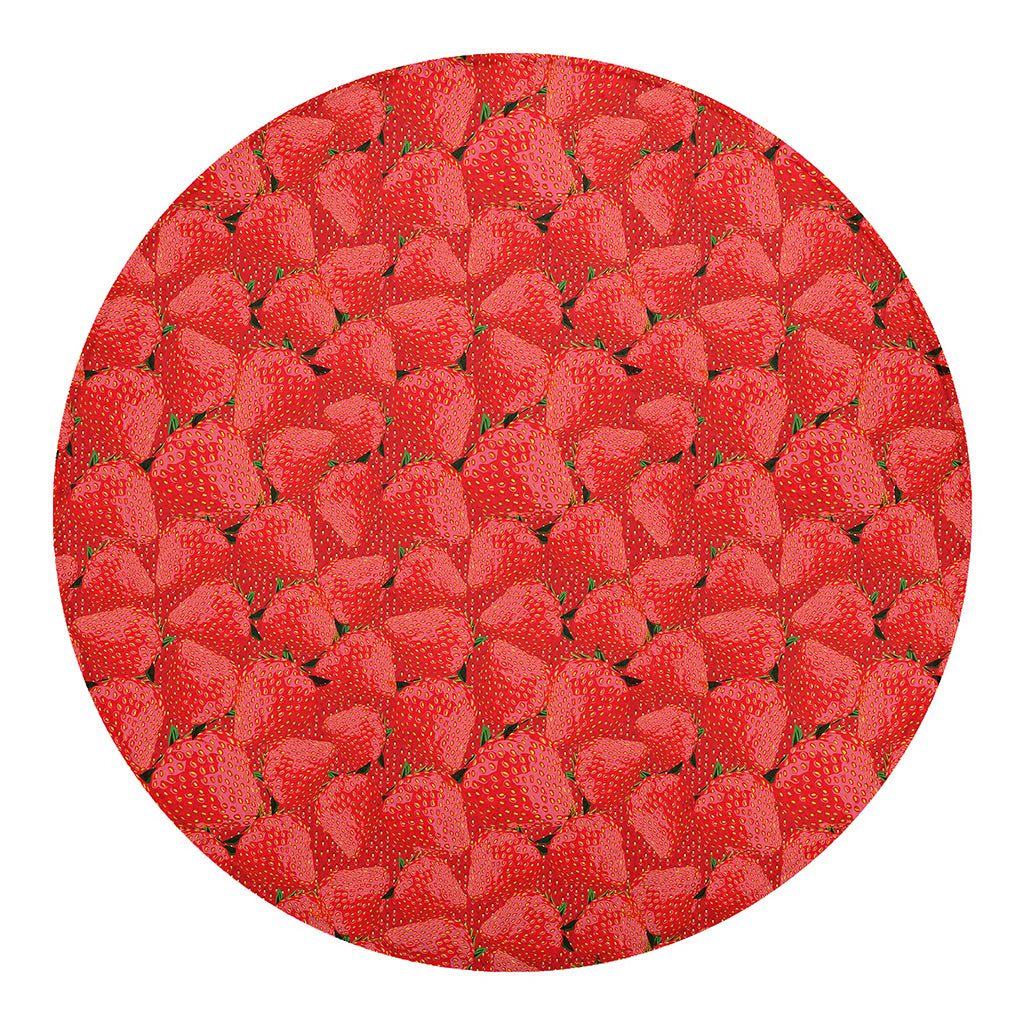 Red Strawberry Pattern Print Round Blanket
