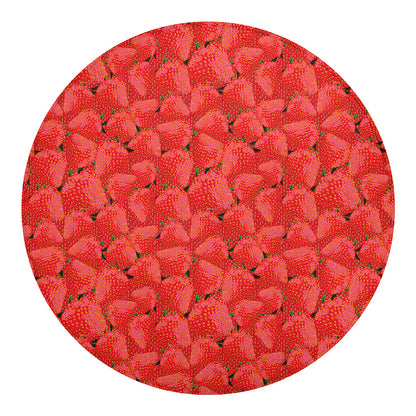 Red Strawberry Pattern Print Round Blanket