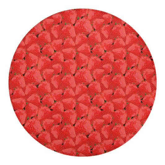 Red Strawberry Pattern Print Round Blanket