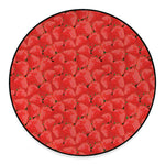Red Strawberry Pattern Print Round Floor Mat