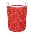 Red Strawberry Pattern Print Round Laundry Basket