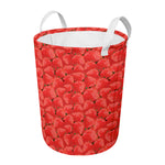 Red Strawberry Pattern Print Round Laundry Basket