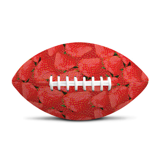 Red Strawberry Pattern Print Rugby Ball