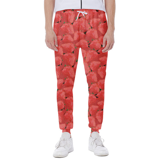 Red Strawberry Pattern Print Scuba Joggers