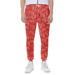 Red Strawberry Pattern Print Scuba Joggers