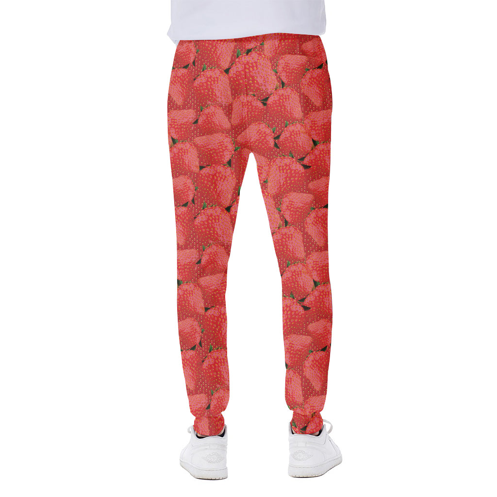 Red Strawberry Pattern Print Scuba Joggers