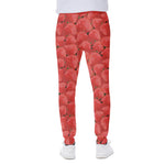 Red Strawberry Pattern Print Scuba Joggers