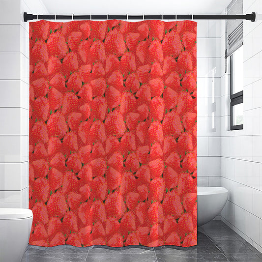 Red Strawberry Pattern Print Shower Curtain