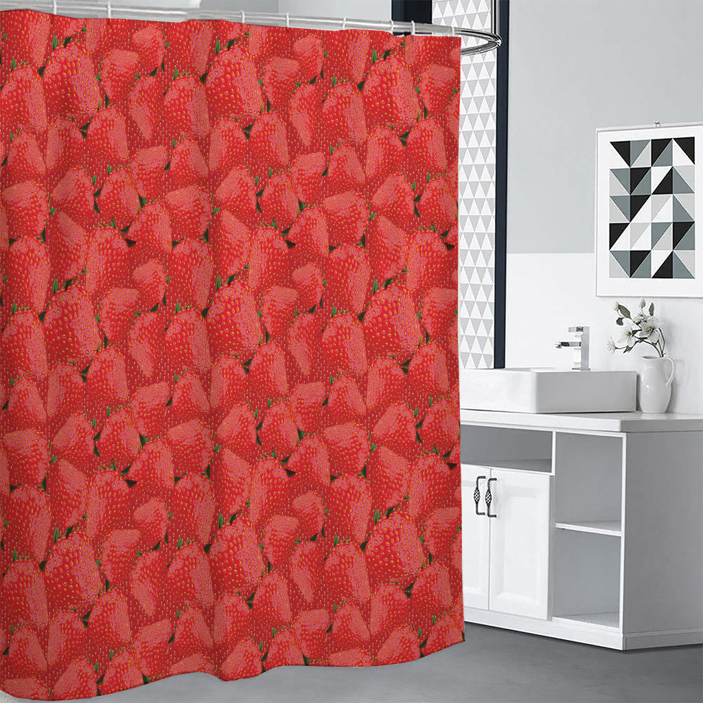 Red Strawberry Pattern Print Shower Curtain