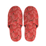 Red Strawberry Pattern Print Slippers