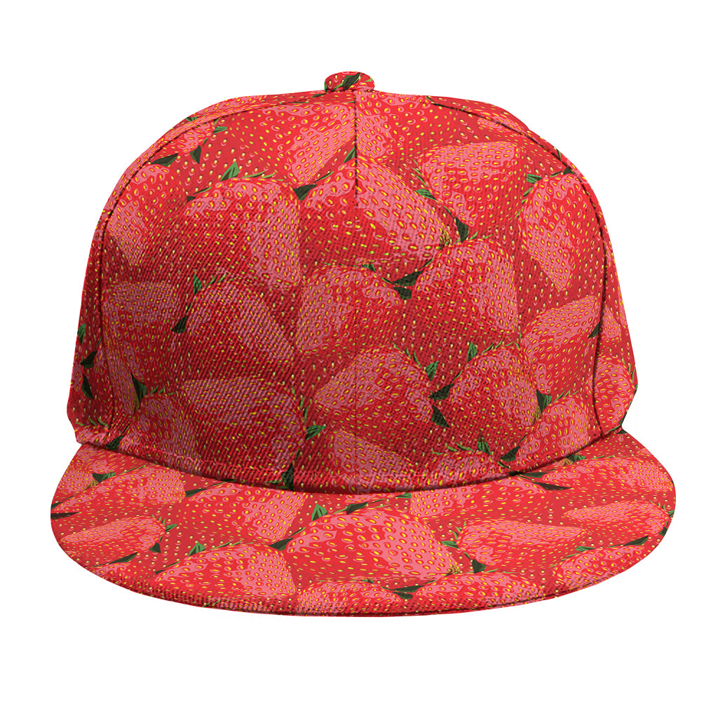 Red Strawberry Pattern Print Snapback Cap