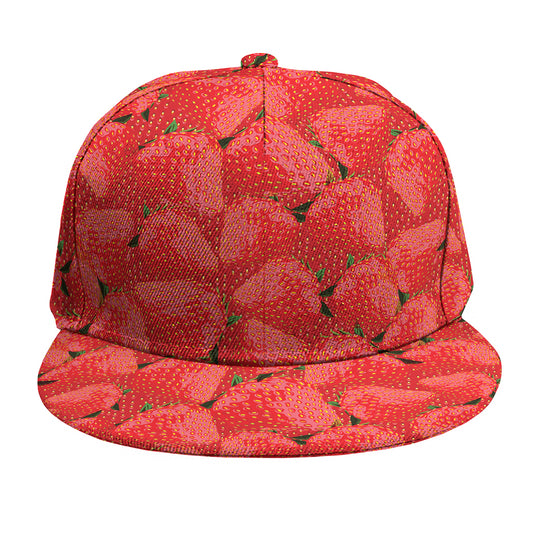 Red Strawberry Pattern Print Snapback Cap