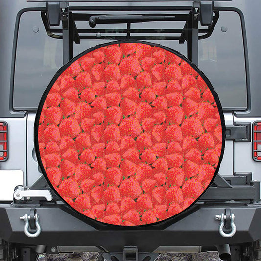 Red Strawberry Pattern Print Tire Cover