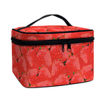 Red Strawberry Pattern Print Travel Makeup Bag