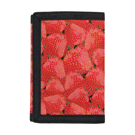 Red Strawberry Pattern Print Trifold Wallet
