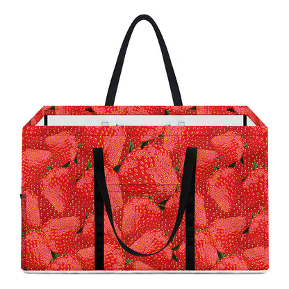 Red Strawberry Pattern Print Utility Tote Bag