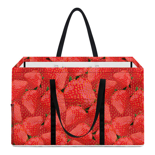 Red Strawberry Pattern Print Utility Tote Bag