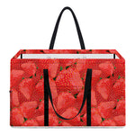 Red Strawberry Pattern Print Utility Tote Bag