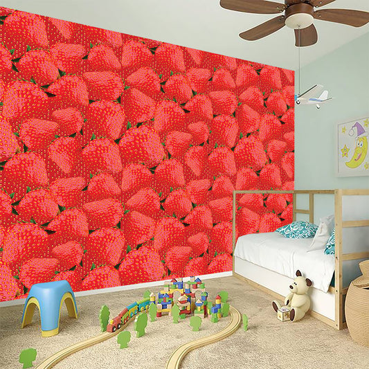 Red Strawberry Pattern Print Wall Sticker