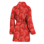 Red Strawberry Pattern Print Women's Bathrobe