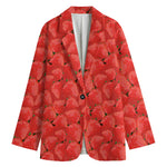Red Strawberry Pattern Print Women's Blazer
