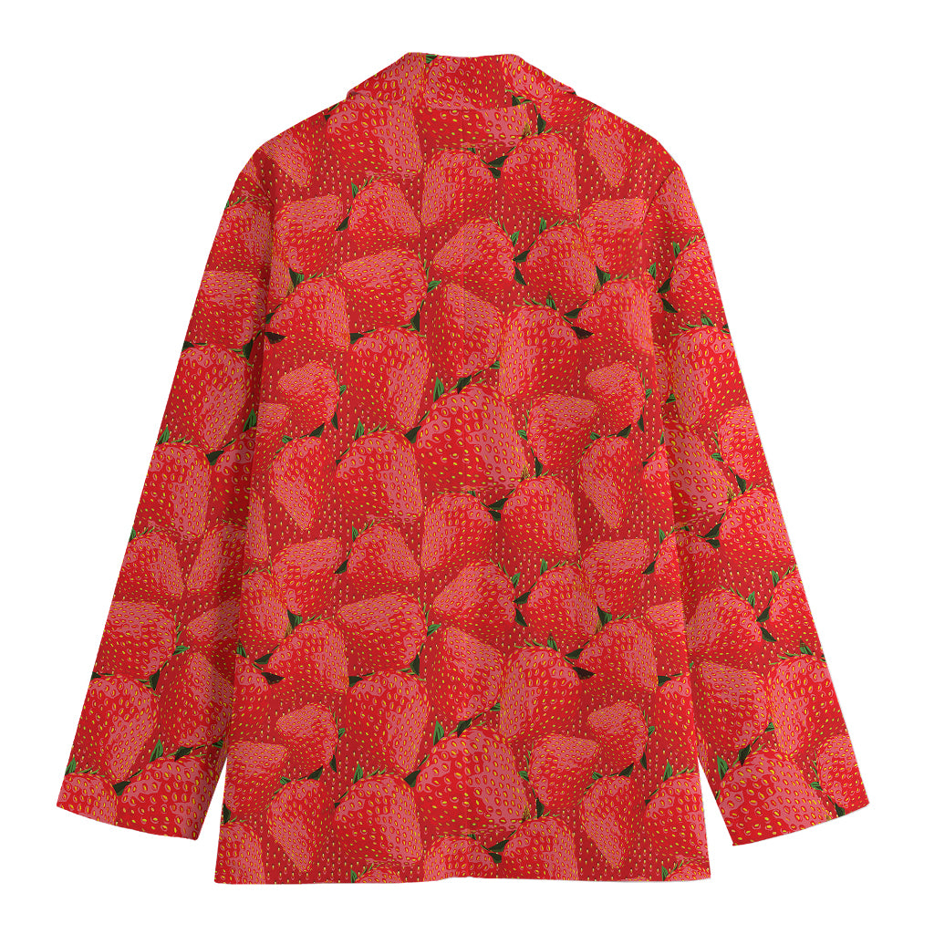 Red Strawberry Pattern Print Women's Blazer