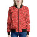 Red Strawberry Pattern Print Women's Bomber Jacket