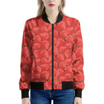 Red Strawberry Pattern Print Women's Bomber Jacket