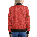 Red Strawberry Pattern Print Women's Bomber Jacket