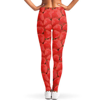 Red Strawberry Pattern Print Women's Leggings