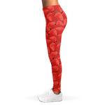 Red Strawberry Pattern Print Women's Leggings