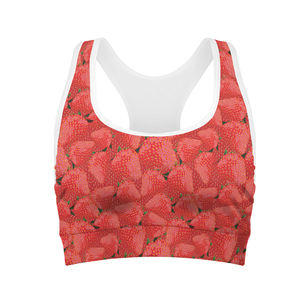 Red Strawberry Pattern Print Women's Sports Bra
