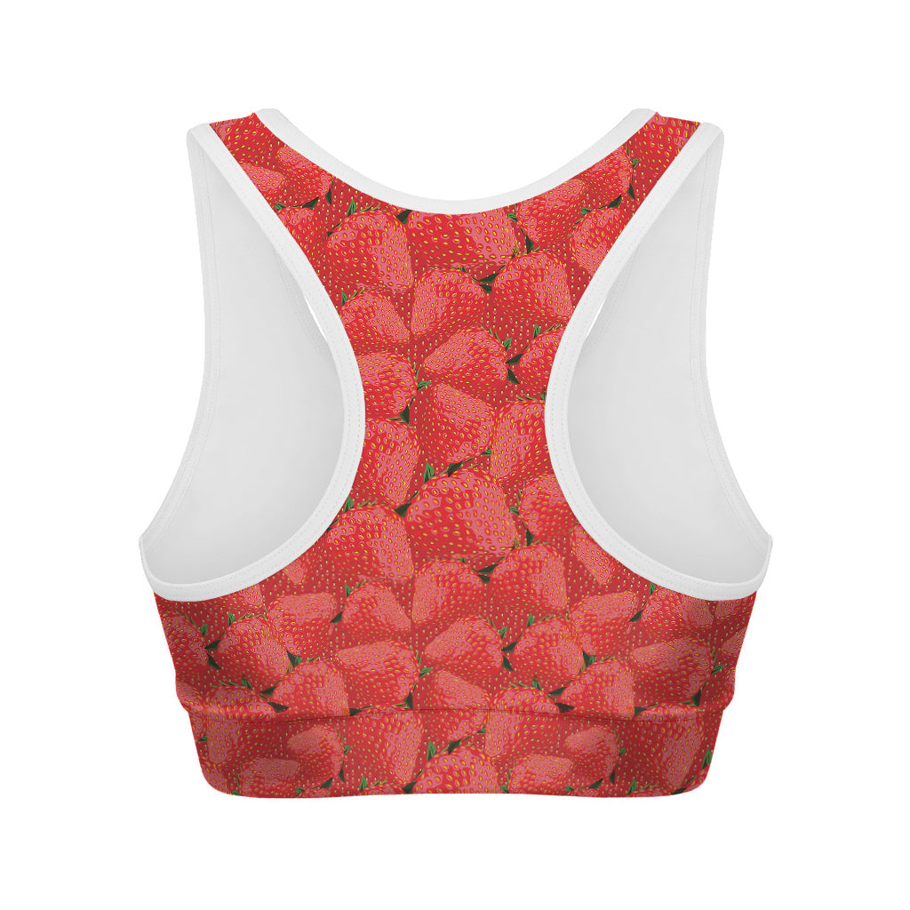 Red Strawberry Pattern Print Women's Sports Bra