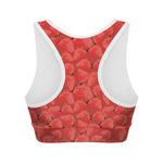 Red Strawberry Pattern Print Women's Sports Bra