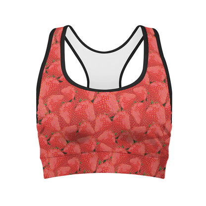 Red Strawberry Pattern Print Women's Sports Bra