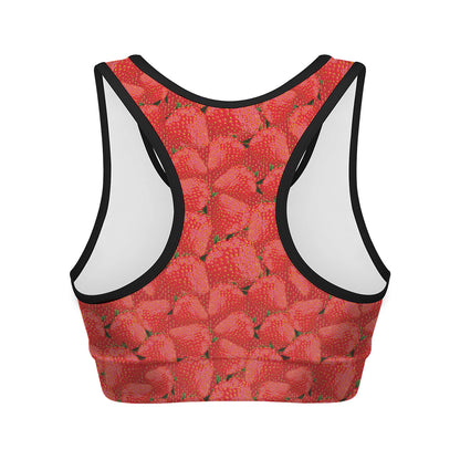 Red Strawberry Pattern Print Women's Sports Bra