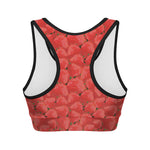 Red Strawberry Pattern Print Women's Sports Bra