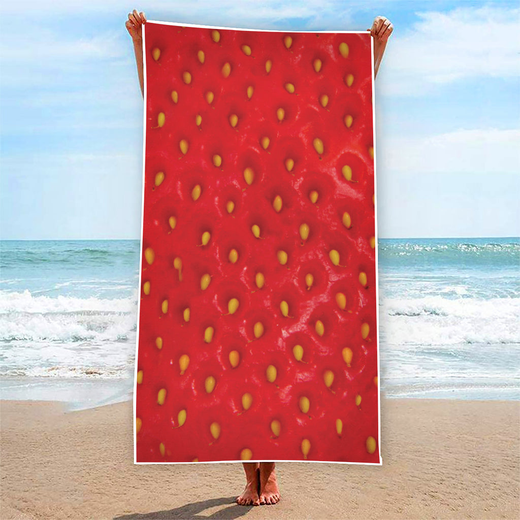 Red Strawberry Print Beach Towel