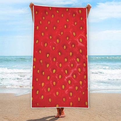 Red Strawberry Print Beach Towel
