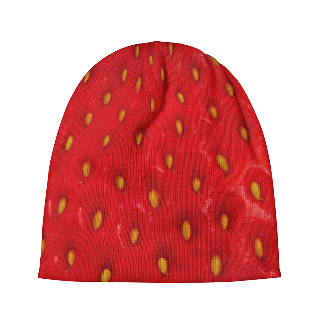 Red Strawberry Print Beanie